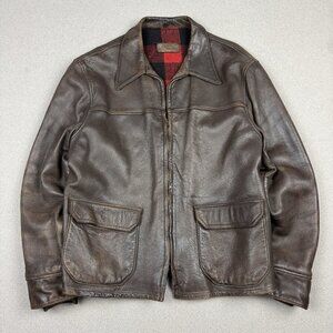 Vintage 1950s W.B. Place & Co. Deerskin Leather Jacket Wool Plaid Lined Medium